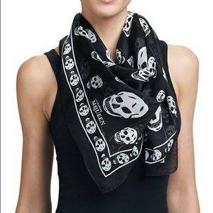 Alexander McQueen skull silk chiffon scarf black